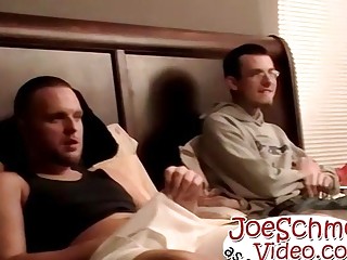 Straight dudes watch porn and get to work on their boners