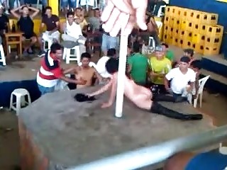 Sexy Ecuadorian strip dancer cock teases horny guys in public