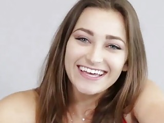 Brunette cutie spreads her legs and gets fucked 