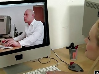 Busty blonde secretary gets rammed in the office