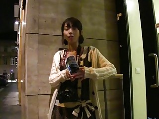 Asian beauty takes a hard staff in POV