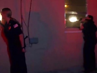 Officers handle a big black cock while busting him