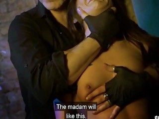 Desirable slave gets pleasured by her master's fists