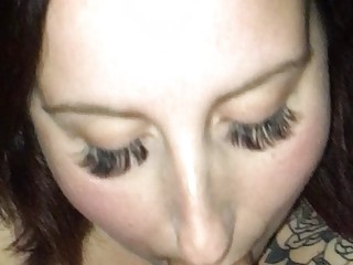 Luscious amateur girlfriend gives a long and sensual homemade blowjob