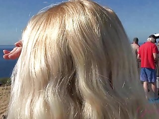 Riley Star gets naked outdoor and lets touching her pussy