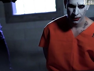 Slutty young girl in fishnet stockings fucks hardcore in prison