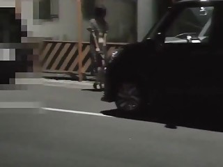 Slutty Asian takes her clothes off and fucks in public