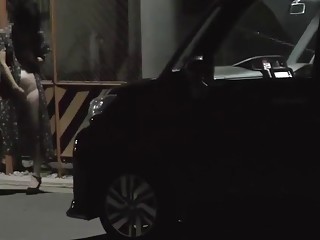 Slutty Asian takes her clothes off and fucks in public